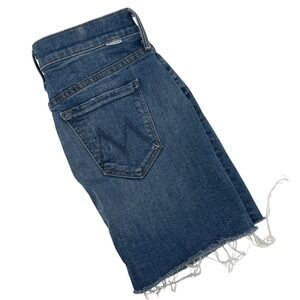 MOTHER The Snap Down Mini Skirt‎ Denim Button Front Heart Of Glass Sz 24